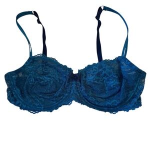 Women's Gilligan &‎ O'Malley 38D  aqua blue lace sheer bra